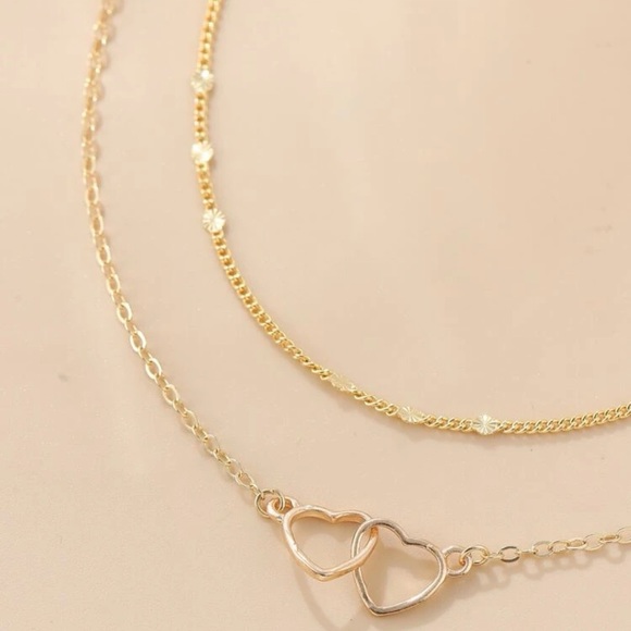 2 pcs Heart Bracelet Set Golden Chain - Picture 4 of 6